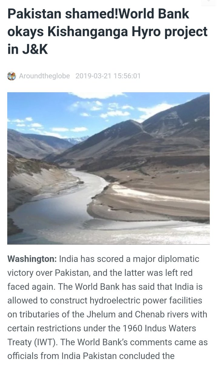 pmech53's tweet photo. Finally the world bank agreed for this Hydroelectric Project.
Under the IWT, India does indeed have a right to "hydropower generation" upstream on the western tributaries allotted to Pakistan, including the Chenab and the Jhelum.
#kishanganagaproject #IWT #IndustheIndianRiver https://t.co/mRv3euXvty