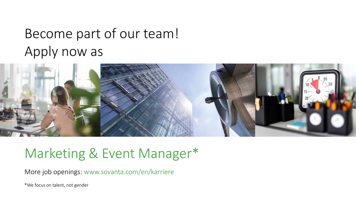 sovanta_AG's tweet photo. You are a great organisational talent and have a passion for event management? You also like to use your creativity on corporate social media channels? Apply now under https://t.co/iI6wkhQ1Gh and become part of our team!
More information: https://t.co/6qkO5EP4gN
#hiring #sovanta https://t.co/5tRIGeZy9d