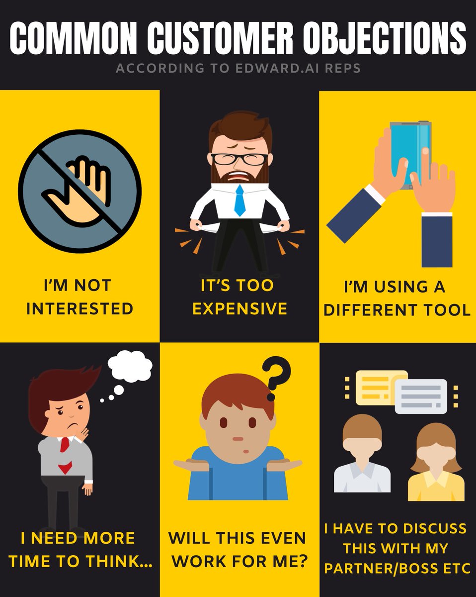 We've published an article about the six most common objections your customers may have.
Show us some love and clap 👏 That means a lot to us ❤️
medium.com/@tomwesolowski…

#sales #startups #business #ArtificialIntelligence #AI