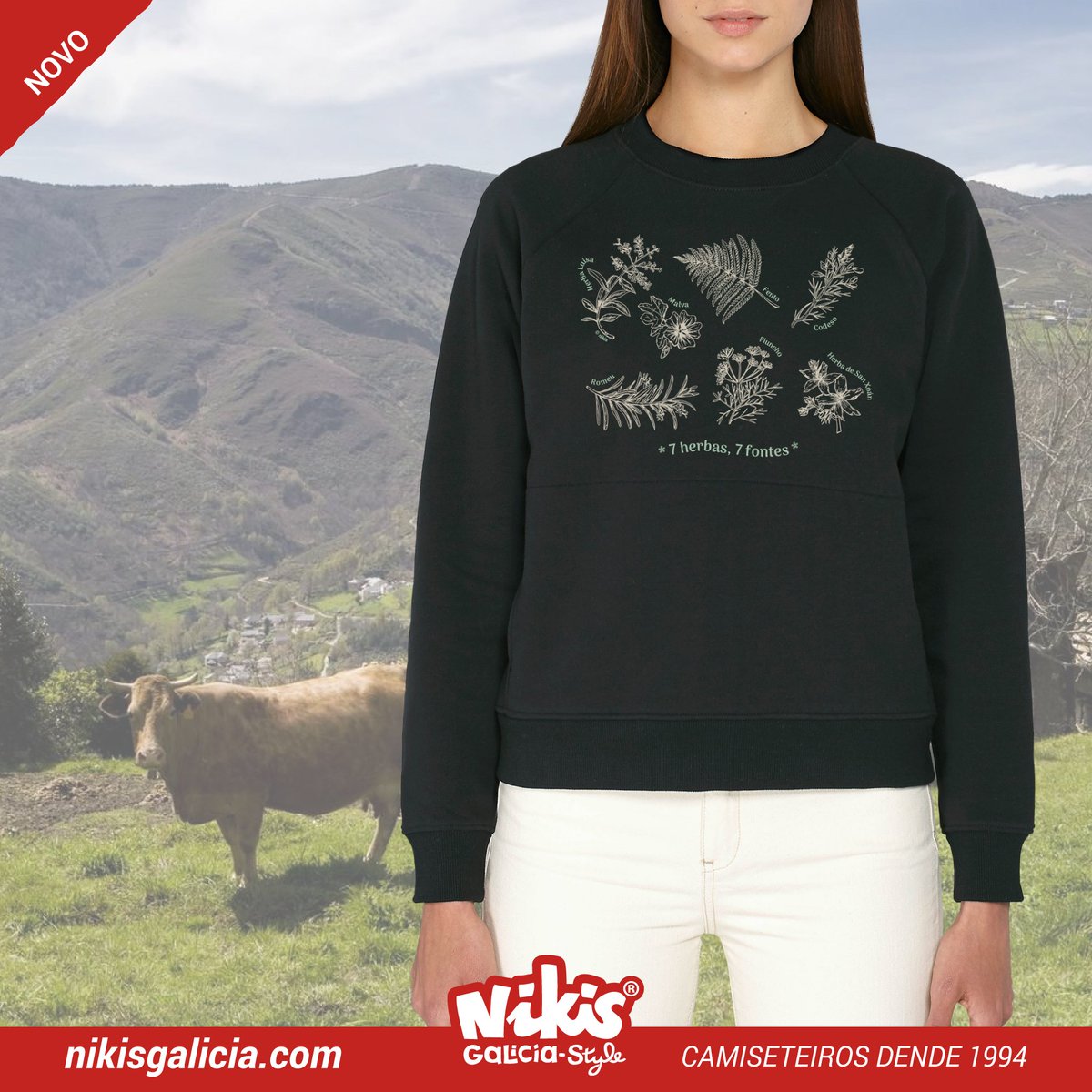 nikisgalicia's tweet photo. Este suadoiro arrecende!. As 7 herbas de San Xoán xuntas nun deseño, bañadas na auga de 7 fontes para espantar os seres maléficos.
https://t.co/tbegUK9E8y
#nikisgalicia #nikisgaliciastyle #7herbas #sanxoan #moza #galego #galega #galicia #suadoiros #sudaderas #sweatshirt https://t.co/EetaSU0upI