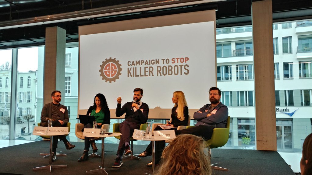 anna_ikeda's tweet image. Day 1 of @BanKillerRobots
Global Campaigners Mtg has started! Super interesting discussion on why we are working to prohibit #killerrobots ✋💀🤖 - definitonal issues, legal concerns, ethical &amp;amp; moral objections and human rights challenges. #KillerRobotsGer