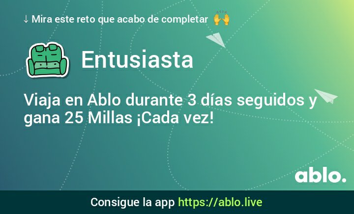 ClaudiaAymar's tweet photo. Viaja en Ablo durante seguidos y gana 25 Millas ¡Cada vez! https://t.co/Uokb35ibQK https://t.co/9pygCcOnL3
