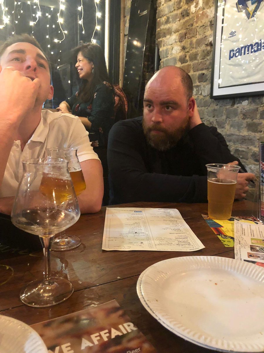 Thoroughly enjoyed the @GolazioLondon quiz last night. Two of the team deep in thought!