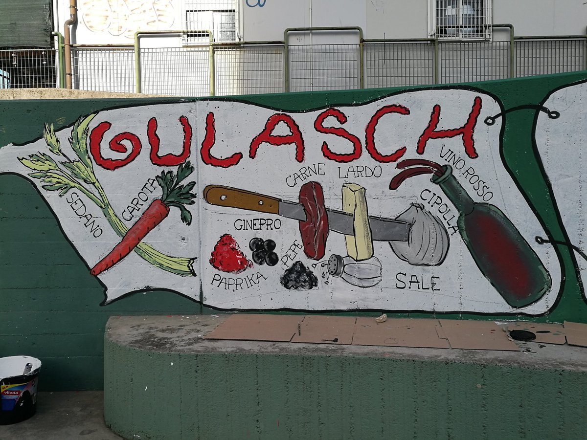 ileana_toscano's tweet photo. The "wall recipe" created yesterday in the deprived neighborhood of #Ponziana in @ComunediTrieste has been a community art intervention for engaging citizens and regenerating a public space for children and youths. #laru #culturalhackathon @Kallipolis1 @creaativa https://t.co/gJWQNBgBSv