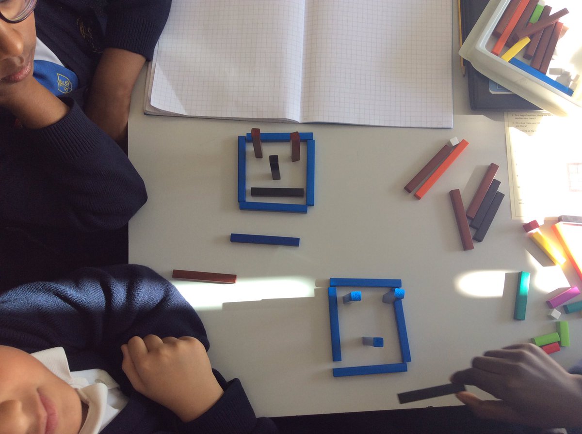 InspirationsStm's tweet photo. We are using our Cuisenaire rods to create faces with a certain value. What a fantastic bit of fun. #STMMaths #STMY4Maths #STMY4Fractions #STMFractions https://t.co/3JheOJE7Rl