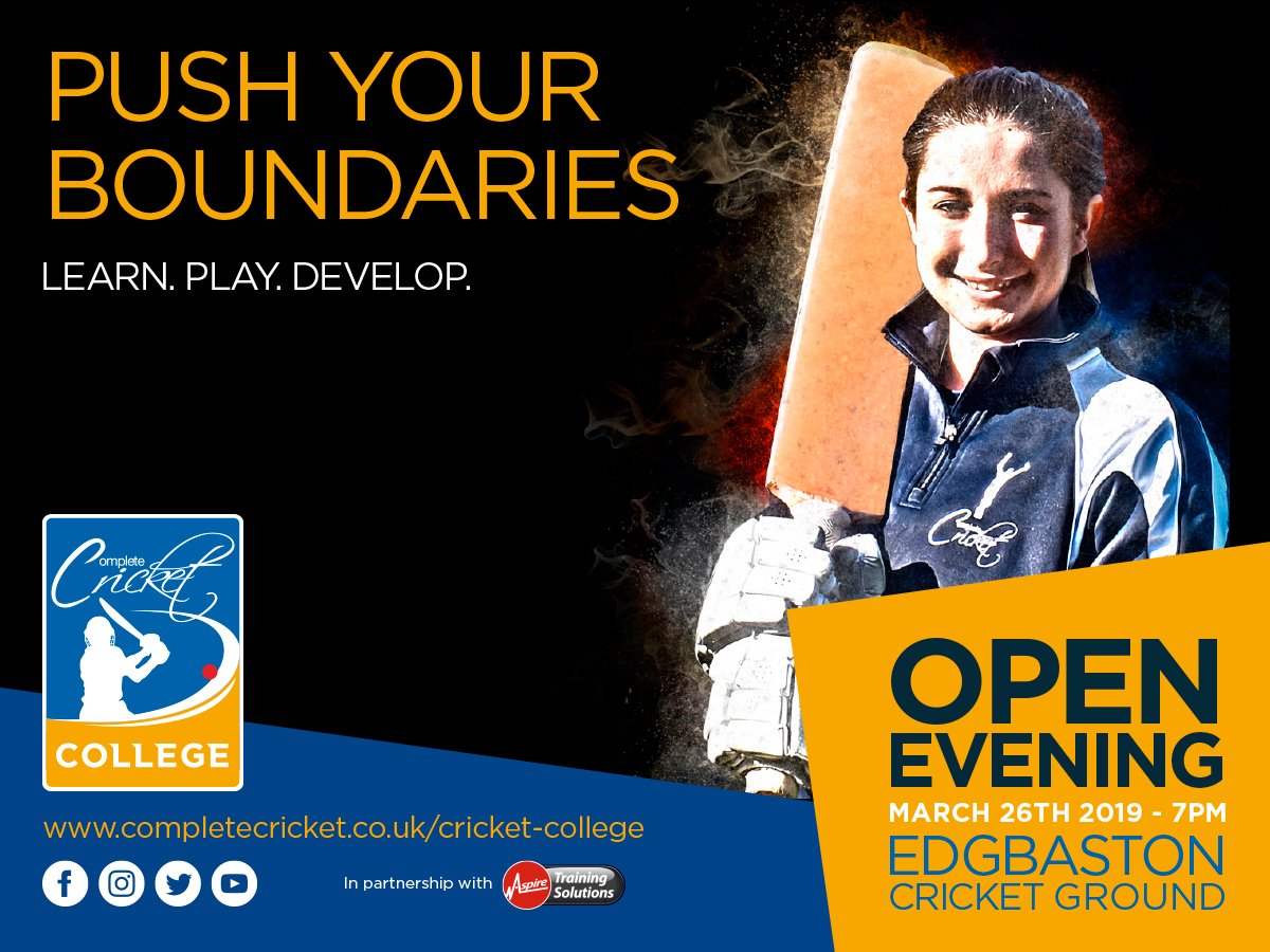 Our open evening is next Tuesday! 🏏🏏

With us you'll gain the Level 3 Cambridge Technical in Sport and Physical Activity giving you a strong base for progression to university, apprenticeships and employment!

Register for our open evening! completecricket.co.uk/cricket-college 

#cricket