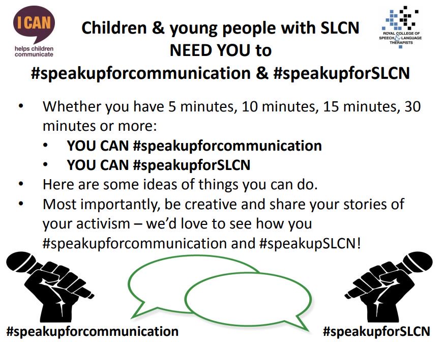 RCSLTpolicy's tweet photo. During #SupportForLongTermSLCN #ThemeFortnight if you want to #SpeakUpForCommunication & #SpeakUpForSLCN we have created lots of resources to help you do that: https://t.co/I4fpp3WBOj https://t.co/inD34QNiIR