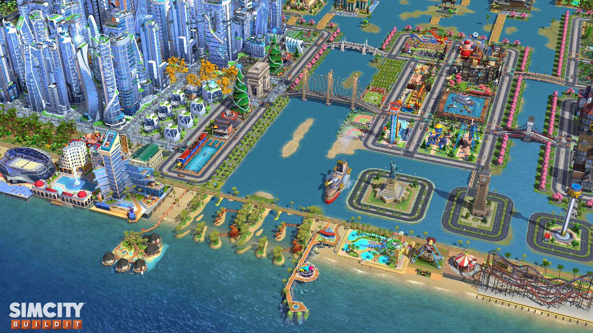 Tackt 念願だった砂浜の三角州を2連配置 川のデザインの完成です Simcitybuildit かわまちづくり T Co 0pvwpkmyov Twitter