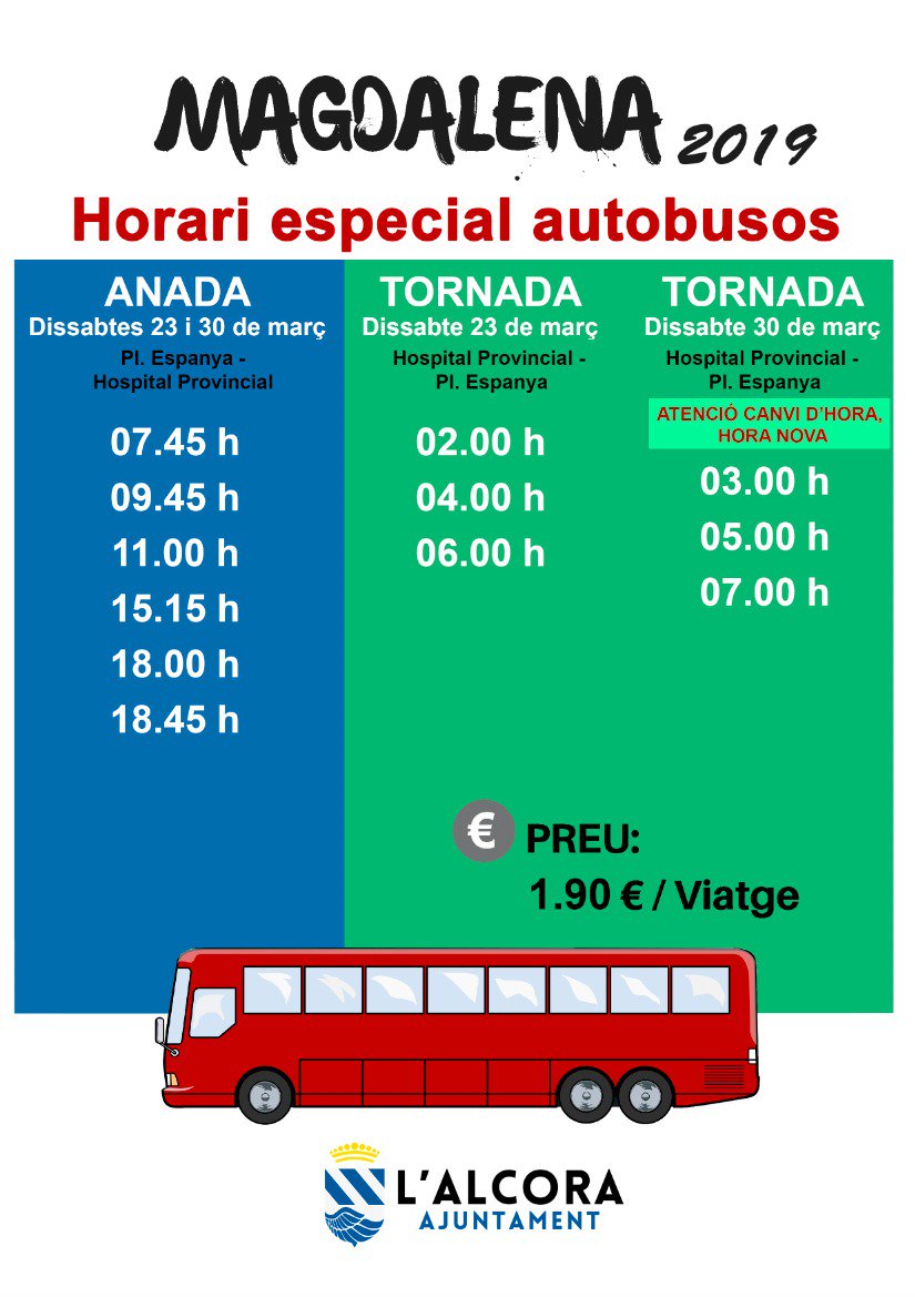 HICID1's tweet photo. ¡AUTOBÚS NOCTURNO ALCORA-FIESTAS DE LA MAGDALENA! @turismelAlcora #MAGDALENA2019 https://t.co/gb80QCtFrp