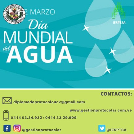 iesptsa's tweet photo. #Gestionprotocolar #IESPTSA #UCV efemérides 22 de Marzo, Día mundial del Agua.
#ceremonial #etiqueta  #social  #turismo  #protocolo  #producción    #degustación  #cristalería  #estaciones  #banquetes  #arreglos  #decoración  #ceremonias #venezuela🇻🇪 #sosvenezuela🇻🇪🆘🆘🆘 https://t.co/HneUkxACCK