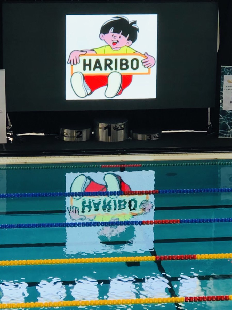 HawkiEye70's tweet photo. @MeetingOpenMed have the podium set up for tonight’s finals go @AlishamiaXx  @SwimWales @tyr_uk @edf @haribo @SwimEnglandNW https://t.co/SqYXWPU1n6