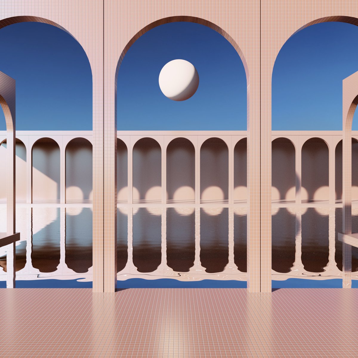 dezeen's tweet photo. Alexis Christodoulou creates dream-like architectural spaces for Instagram: https://t.co/rYv9D2QUCs https://t.co/09SaJ8Cfh0