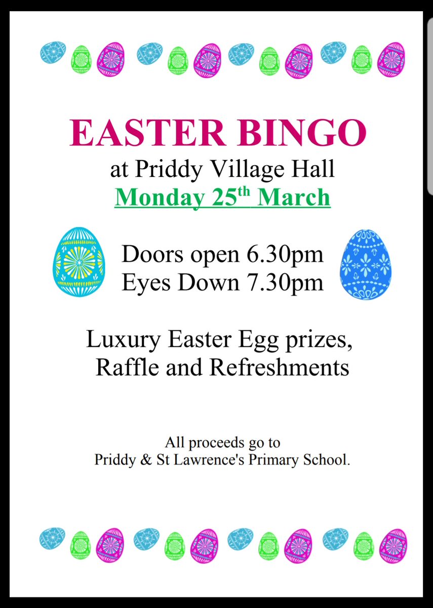 pandstl's tweet photo. Hope to see you at Easter Bingo - Monday 25th March! https://t.co/4KaitL2gAj