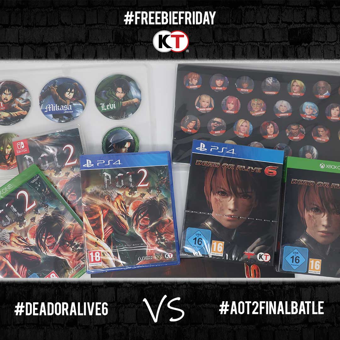 koeitecmoeurope's tweet photo. #FreebieFriday Win a game and badge set of your choice!
ENTER: RT this post with comment #AOT2 or #DOA6 for your prize choice, and @ a friend.

x2 winners picked Monday 5pm GMT. EMEA only.
BONUS: Follow https://t.co/ldTSUErVkb – if we hit 15k followers by Mon = DOUBLE WINNERS https://t.co/yeJU7TFUcG