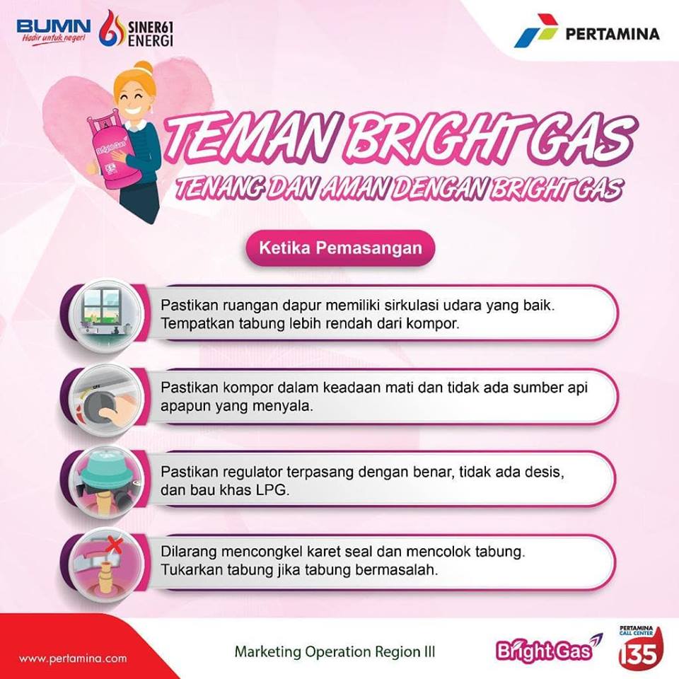 BungsuParamesti's tweet photo. Bunda, simak yuk informasi tata cara pemasangan yang baik dan benar, agar bunda tetap aman dalam menggunakan tabung Elpiji.

#ptbungsuparamesti #brightgas #jadilebihaman #pertamina #elpiji #mor3lyfe #jakarta #jktinfo https://t.co/78h9Z6yC8D