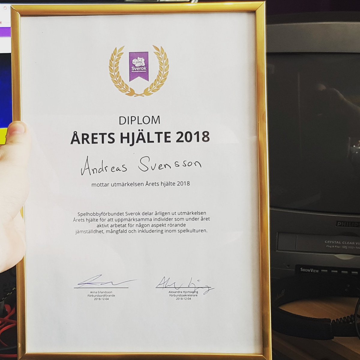 I was rewarded Hero of the Year in Swedish Gaming!