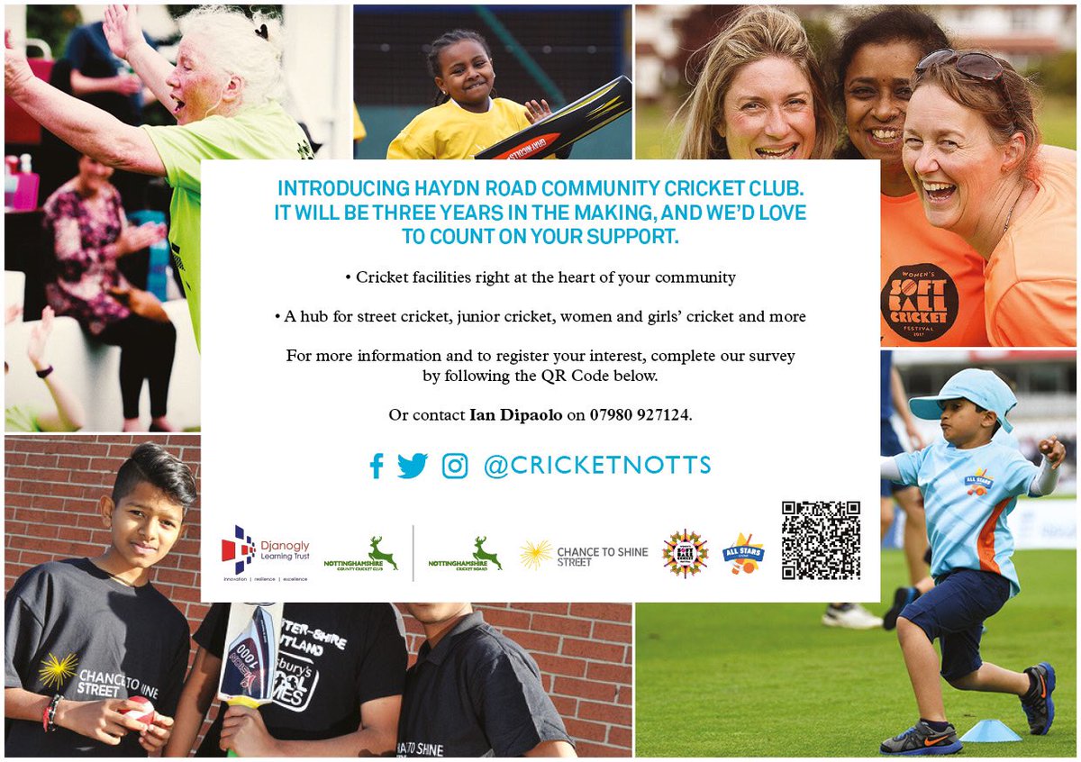 Introducing Haydn Road Community Cricket Club...

📍#basford #theforest #hysongreen #sherwood

📅 launching in April/May 2019

📧 ian.dipaolo@nottsccc.co.uk for more information.

#nottingham #djanogly #cricket #community