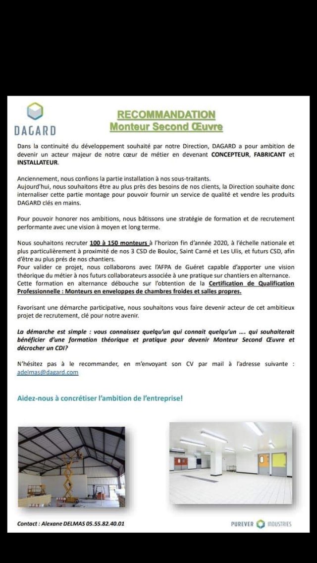 Dagard a Boussac embauche. Encore une entreprise de Creuse Confluence qui se développe.
#CreuseConfluence#Dagard#Creuse