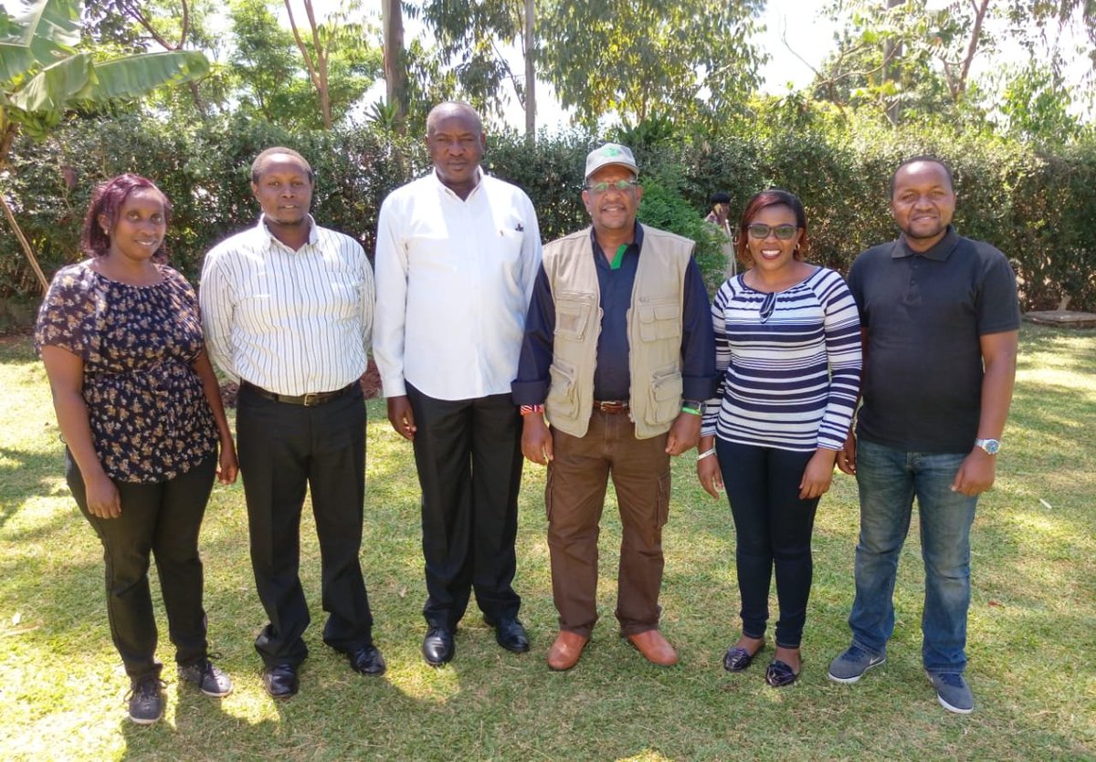Our staff, Anne and Gerard (extreme right) pose for a photo with <a href="/Environment_Ke/">Ministry of Environment, Climate Change & Forestry</a> CS Keriako Tobiko. 
They joined other stakeholders for the public consultation and input on the draft National Bamboo Policy in <a href="/VihigaCountyGov/">County Government of Vihiga</a> today.