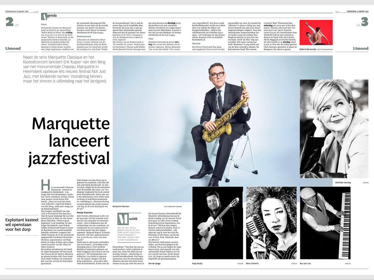 Basvanliermusic's tweet photo. Zondag 24 maart #notjustjazz festival!Een super locatie,met een fantastische line-up. En het staat in de #krant, dus het is waar..met @mathildesanting @Benjamin_Herman #lucretiavandervloot
#basily #elinegemerts #jeromehol #jazz #festival #soul
https://t.co/D6RgZ2auEd https://t.co/iFhmjdc5PA