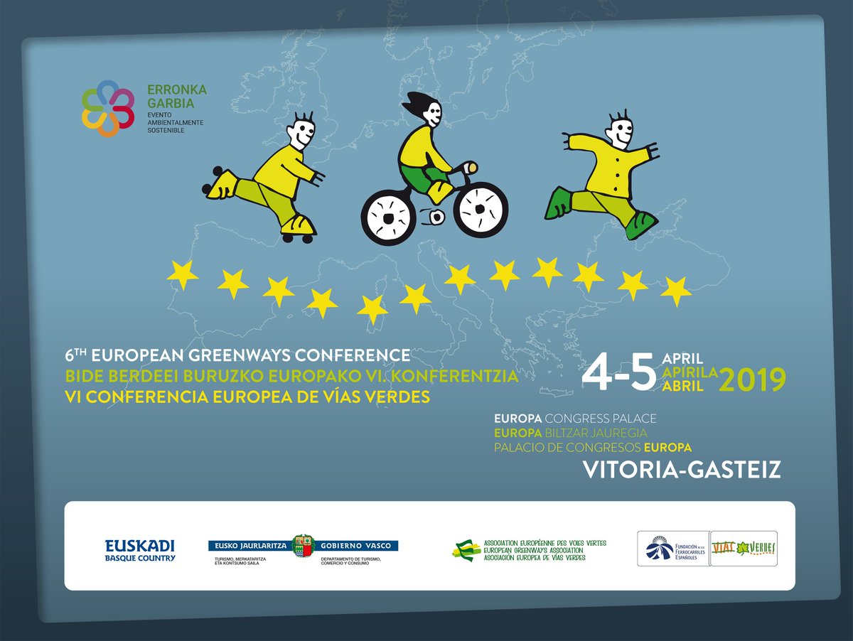 viasverdes_ffe's tweet photo. Expertos de 10 nacionalidades europeas se darán cita en #Vitoria-#Gasteiz, 4-5 Abril 2019 en el gran evento VI #EuropeanGreenwaysConference  ¿Y te lo vas a perder? Promueve @Basquetour_eus @GreenwaysEurope y @viasverdes_ffe @ffe_es.
#EuropeanGreenwaysConference #ViasVerdesEuskadi https://t.co/ec53KSJ2ZG