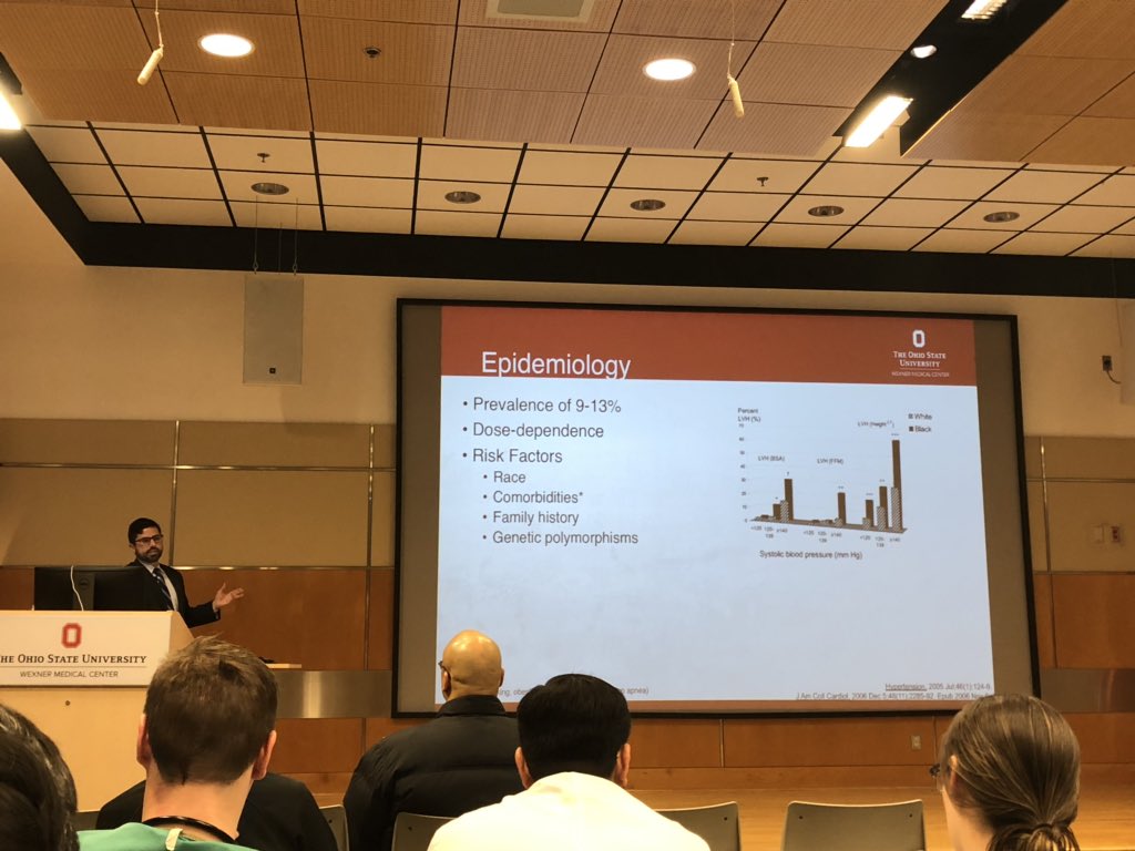 serenadaymd's tweet photo. Cardio Grand Rounds @OSUWexMed this morning with Dr. Slivnik presenting the progression of #hypertension to #HeartFailure! #ACCFIT #ASPCardio #cardiotwitter @DrKrisKline @GMeyerMD @BossoryMD @BethForeman17 @BLEEtheMD @DrSavona @whmarshv @DrLaxmiMehta @DrQuinnCapers4 https://t.co/p2LC16BATK