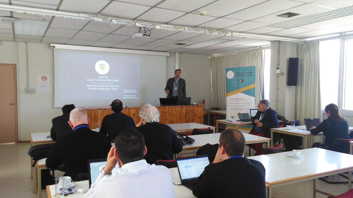 saintprojecteu's tweet photo. During the 2nd session we enjoyed the presentations of Mr. L.Maglaras, Mr. D.Mitropoulos &amp; Mr. A.Grigoriadis.  #greek #cybersecurity #operations #saintprojecteu https://t.co/kyapkEPjNO