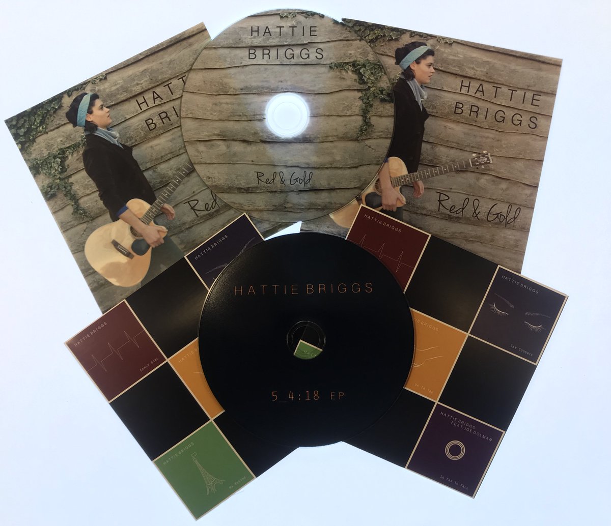 Direct_CDs's tweet photo. Here are two albums we have produced recently for the very talented @HattieBriggs who is currently supporting @AlfieBoe. Check out her page and music now! #hattiebriggs #alfieboe #cd #cdduplication #cdprinting #cardwallets #red&gold https://t.co/eYZvfvaffu