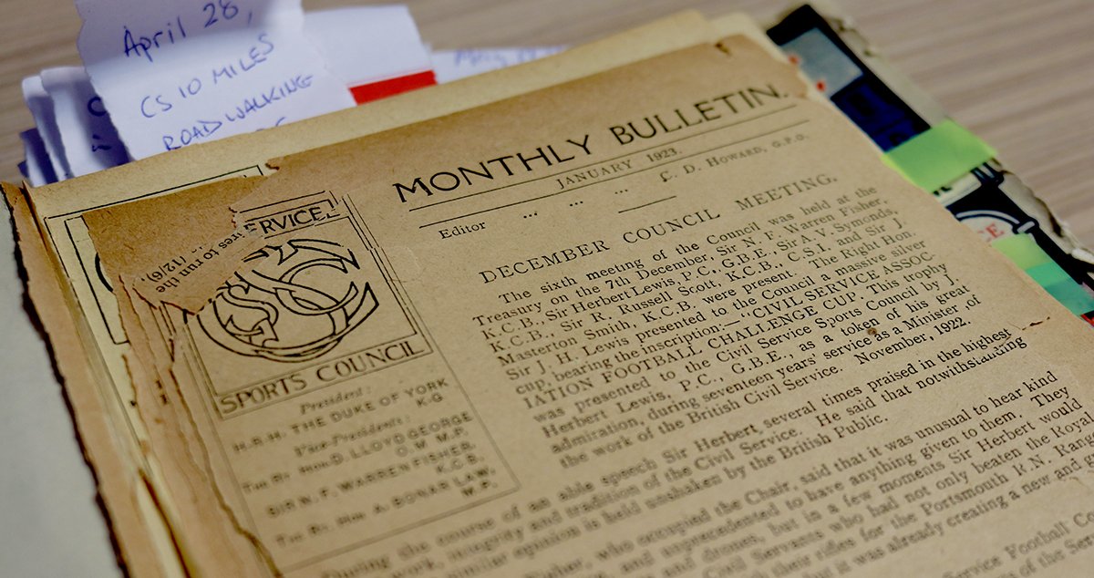 CSSC_Official's tweet photo. Look what we found, one of the first CS Sports Journals! Sir Lewis presented the Football Challenge Cup to CSSC at our sixth ever meeting. 97 years on, the trophy is still used today for our Lewis Cup event, we'll be hosting the quarter and semi-finals next week! #CSSCHeritage https://t.co/Ri2LGxwa49
