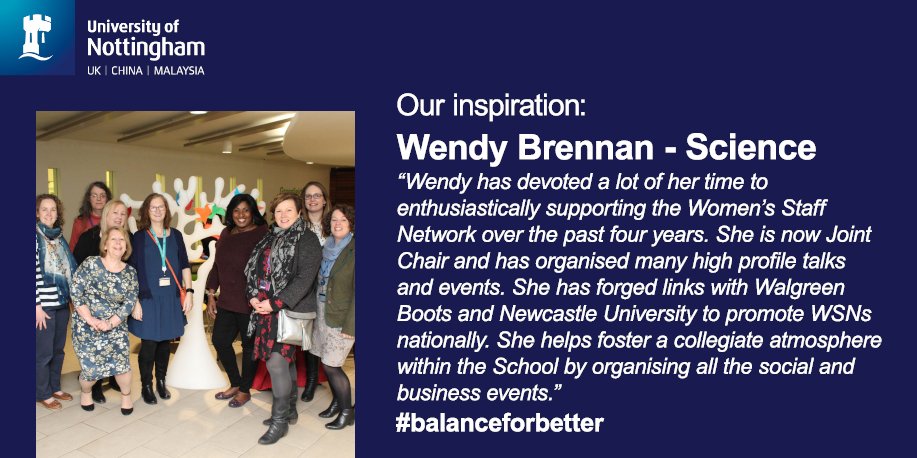 UniofNottingham's tweet photo. Wendy Brennan @UoN_Physics you're an inspiration! You're one of tens of women we are celebrating this month as part of #iwd2019 #balanceforbetter @womensday See the full list https://t.co/hPFBeGXBTQ https://t.co/G3tWplQLBd
