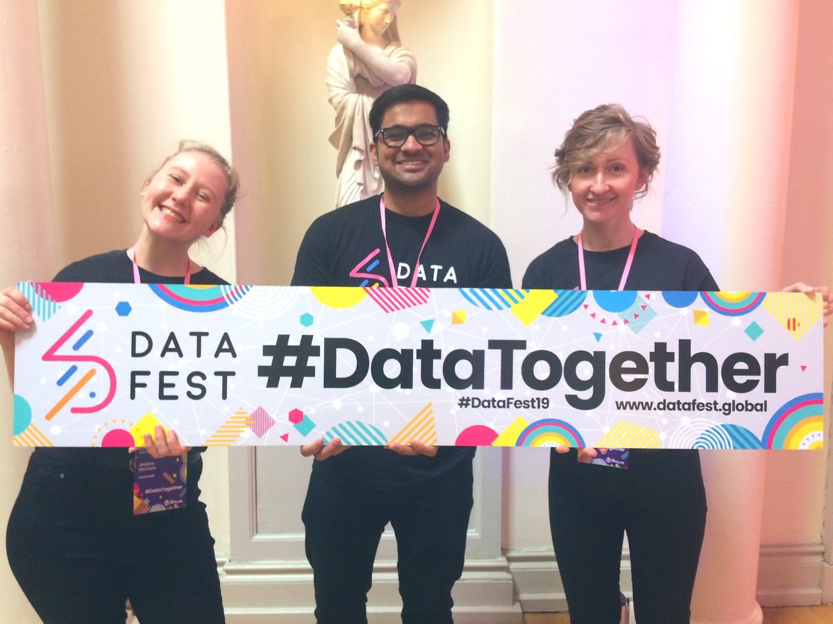 FutureXGlobal's tweet image. Just three of our wonderful events crew today at #Datafest19! 

Make sure to get a picture with the #DataTogether banner if you’re here!
