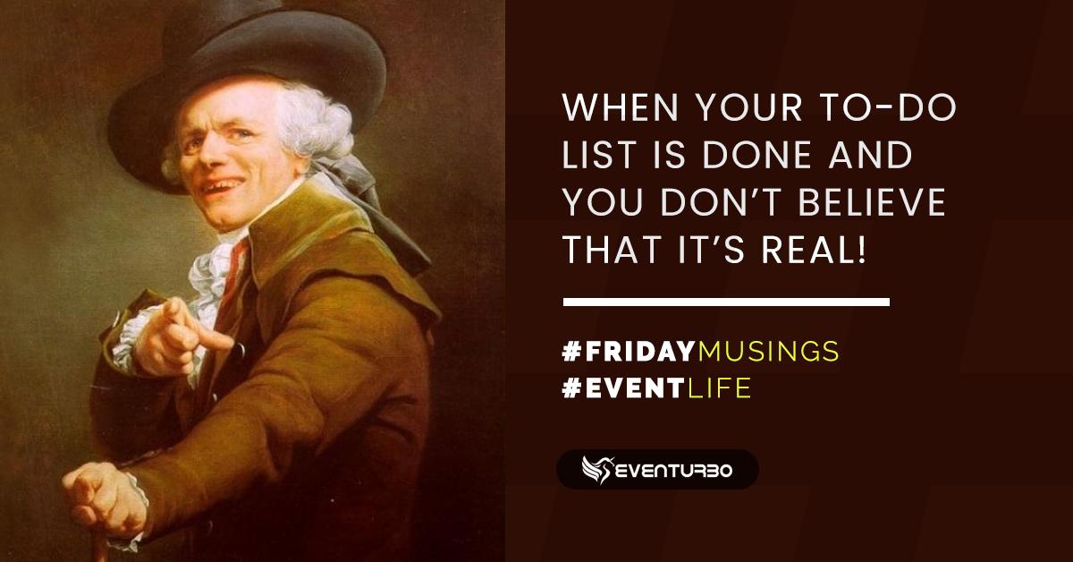 EventurboEvents's tweet image. If your event to-do list makes you want to consider running in the opposite direction, consider Eventurbo!

Yes, we love that feeling when the to-do list is done, too!
#EventPlanning #Eventurbo #EventplanningSoftware