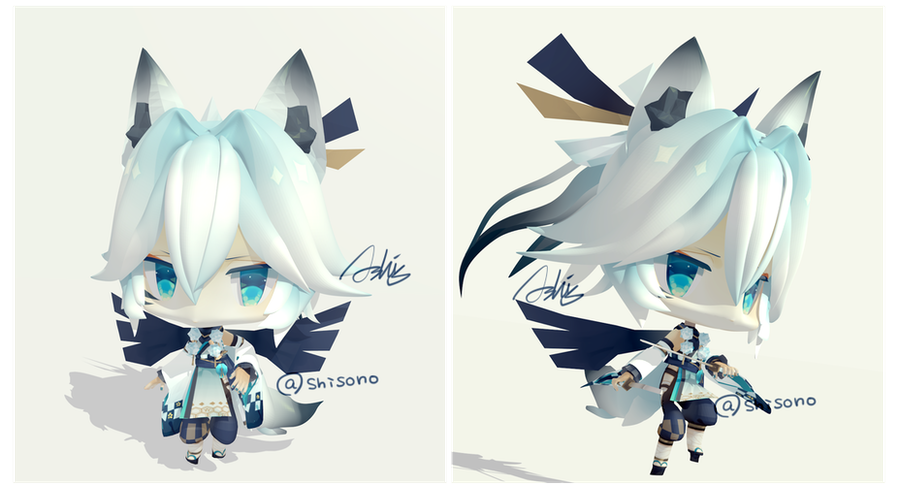 「2D絵3Dモデル色々作ってしまって無駄に潤ってる青色 」|あしす🦙Commission closeのイラスト