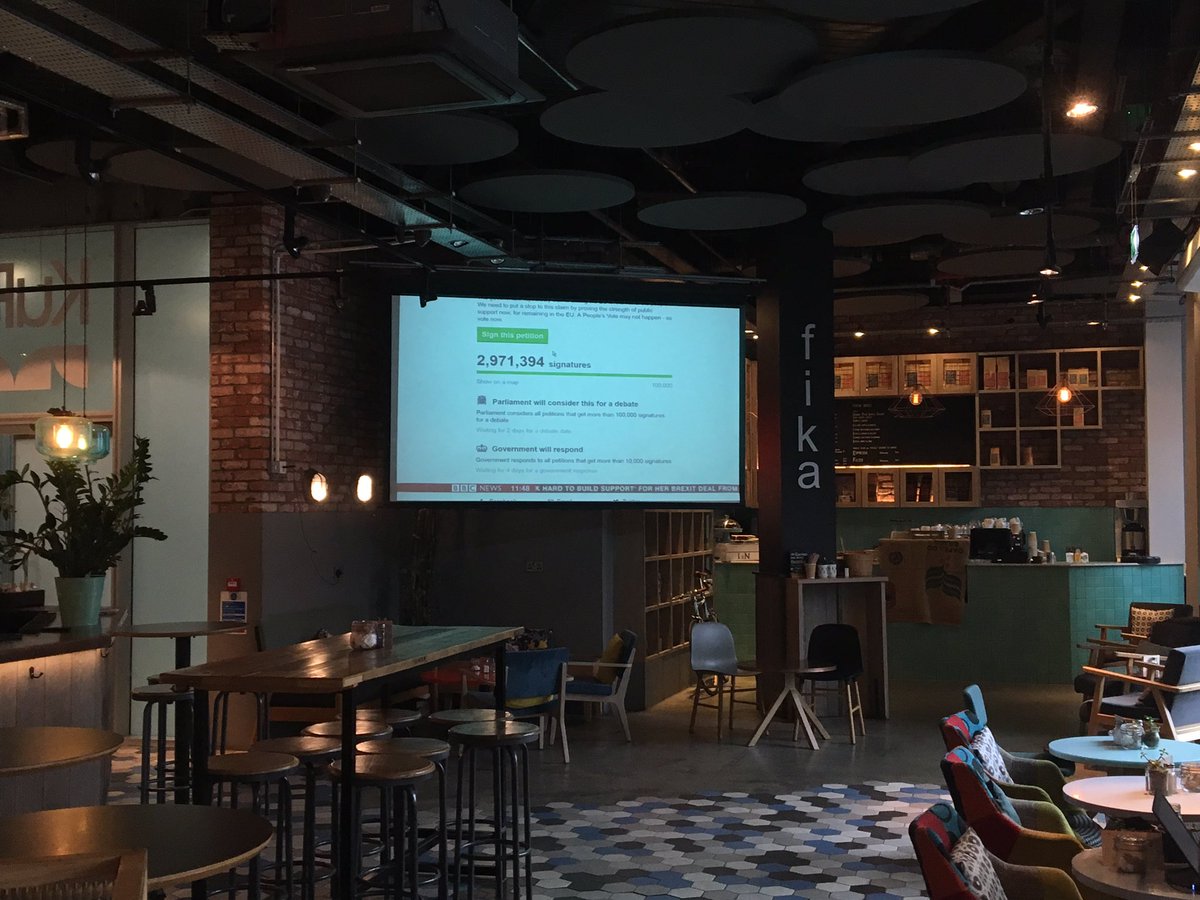gandy's tweet photo. We’ve now reached the stage where bars in London are showing the #Brexit petition live, like sports. https://t.co/QdLYWzGVbs