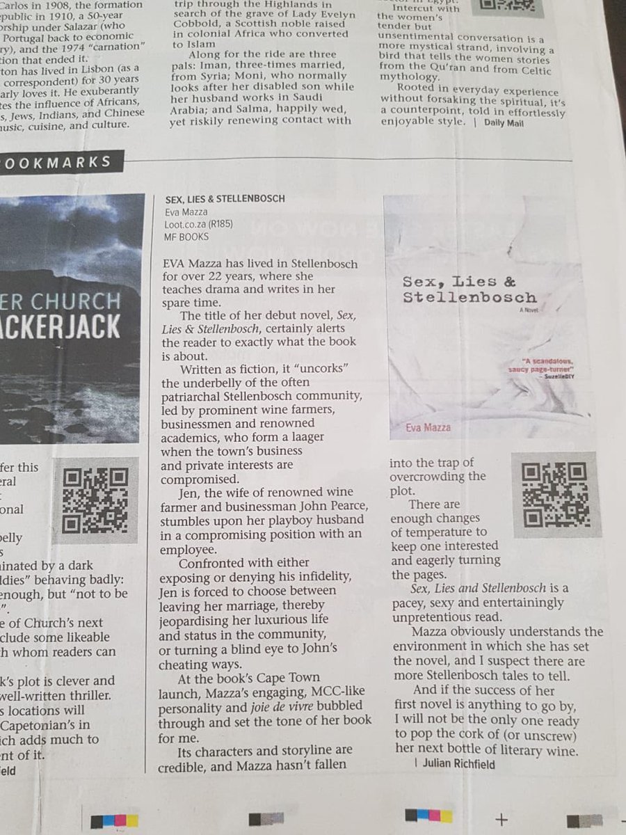 mazzamaxim's tweet photo. A little bit of shameless yeeha! Fab #review from @CapeTimesSA re #SexLiesAndStellenbosch -this coincides with #goodnews that it’s no 3 on #topsellingfiction in SA and #topsellingbook in SA - thank you #readers for buying the book. @melindaSMACKED @ExclusiveBooks @BargainBooksSA https://t.co/yjtyfK7yMu