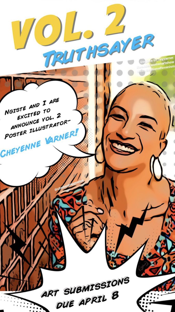 ChelseaWiseRVA's tweet photo. May 23 at #StudioTwoThree is the Intersectional Wonder Womxn Art Show is back 🙌🏾 Cheyenne Varner is the featured poster artist for vol2 &amp; we’re so excited she said yes! Artist submissions open until 4/8! Please pass this around &amp; buy a $10 ticket to support #SafeHarborRVA #RVA https://t.co/cInraFN2Yo