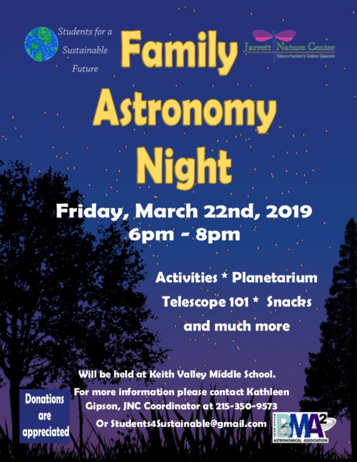 HHHS_SSF's tweet photo. Tonight is our big event! Come to KVMS tonight 6-8pm to support SSF and @HHJarrettNature ! Hope to see you there.🌟✨💫 https://t.co/X0OLHyEEw0
