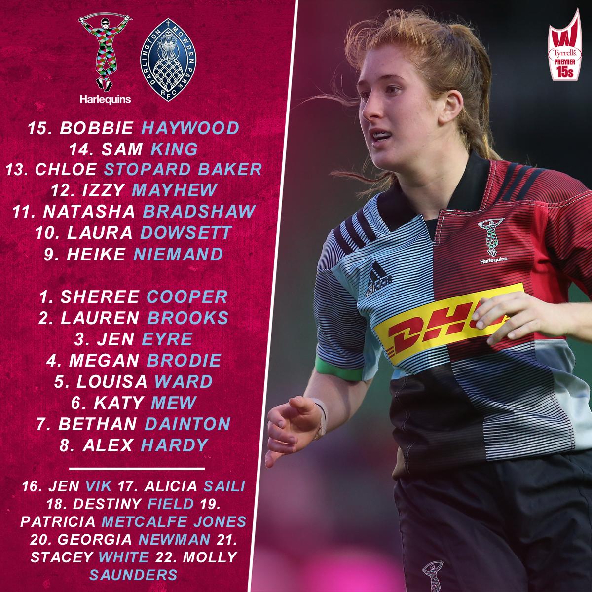 HarlequinsWomen's tweet photo. 🚨 TEAM NEWS | Here are your Harlequins Ladies squads to face @DMP_Sharks at Surrey Sports Park on Saturday in the @Premier15s and @Tyrrells Development League (kick-off: 14:00) 

📲 Full Story:  https://t.co/jBvHv9s1zf

🃏 #COYQ | #HARvDAR https://t.co/6JQ8PN9aj0