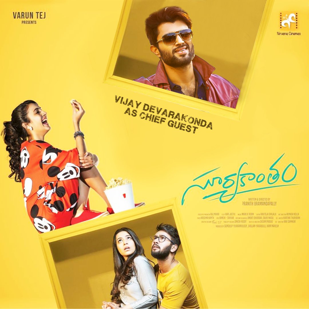 colorframesind's tweet photo. Vijaya Devarakonda will grace the prerelease ceremony of the upcoming movie Suryakantham. Know the tidbit of the movie, how entertaining it is!
#VijayDeverakonda #suryakantham #suryakanthamfirstlook #suryakanthammovie #suryakanthammovies #niharika #tollywood #tollywoodmovies https://t.co/0r518P7TfW