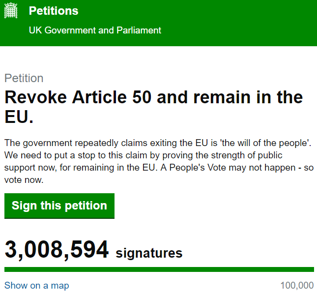 GaryGabbles's tweet photo. Three million reached. Keep on signing - https://t.co/y7QY0Sx4MU #RevokeArt50Now #RevokeArticle50Petition #RevokeArticle50 #18MillionForUsToRemain #ChooseRemain #PeoplesMarch @lbc @mrjamesob https://t.co/BRB5BOxSP6