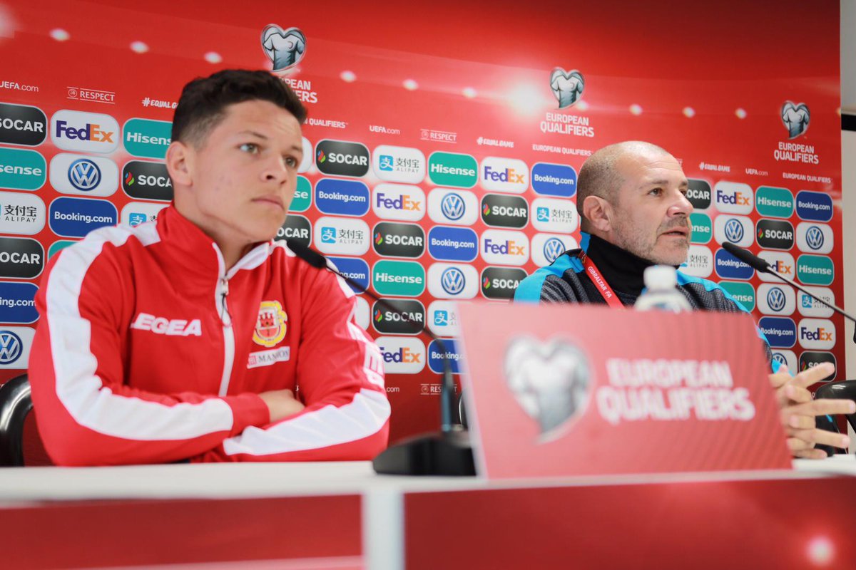 FootballGib's tweet photo. A selection of photos from this afternoon's @GibraltarFA press conference with Julio Ribas and @de_tjay, courtesy of @BigBeardedPhoto 

#GIBIRL #Gibraltar https://t.co/gyX3jUeCXe