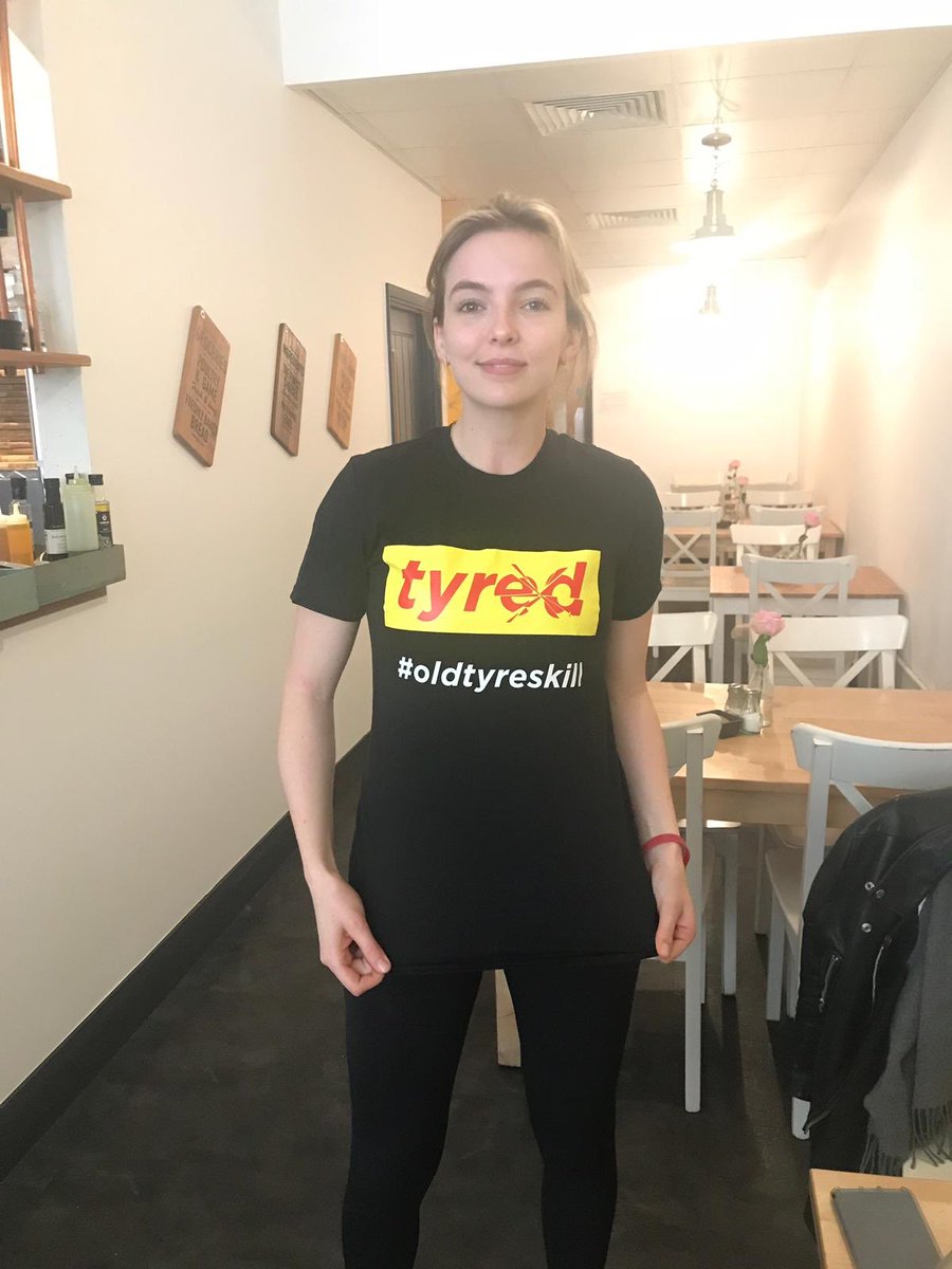 A superstar in every way possible! Thank you to the brilliant, kind, talented <a href="/KillingEve/">Killing Eve</a> actress <a href="/jodiecomer/">Jodie Comer (parody) (gay)</a> who is a truly committed supporter of <a href="/tyreduk/">Tyred</a>. Jodie, we can’t thank you enough for helping spread the word that #OldTyresKill. We appreciate everything you do ❤️