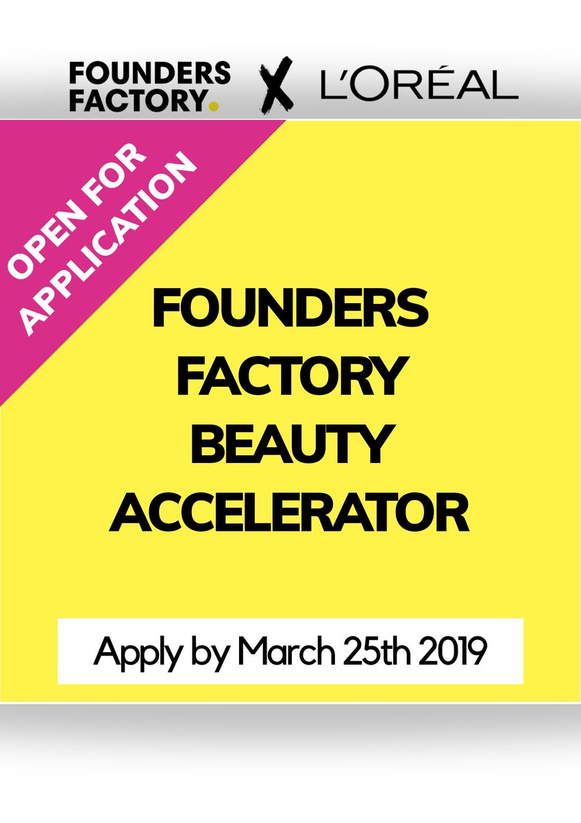 <a href="/lorealstartup/">L'Oréal Open Innovation</a> x <a href="/foundersfactory/">Founders Factory</a> beauty accelerator is looking for 2 ambitious founders to join the selective beauty tech program in London. 
Check out the newly launched page detailing everything you need to know about the program: foundersfactory.com/beauty

Apply now!