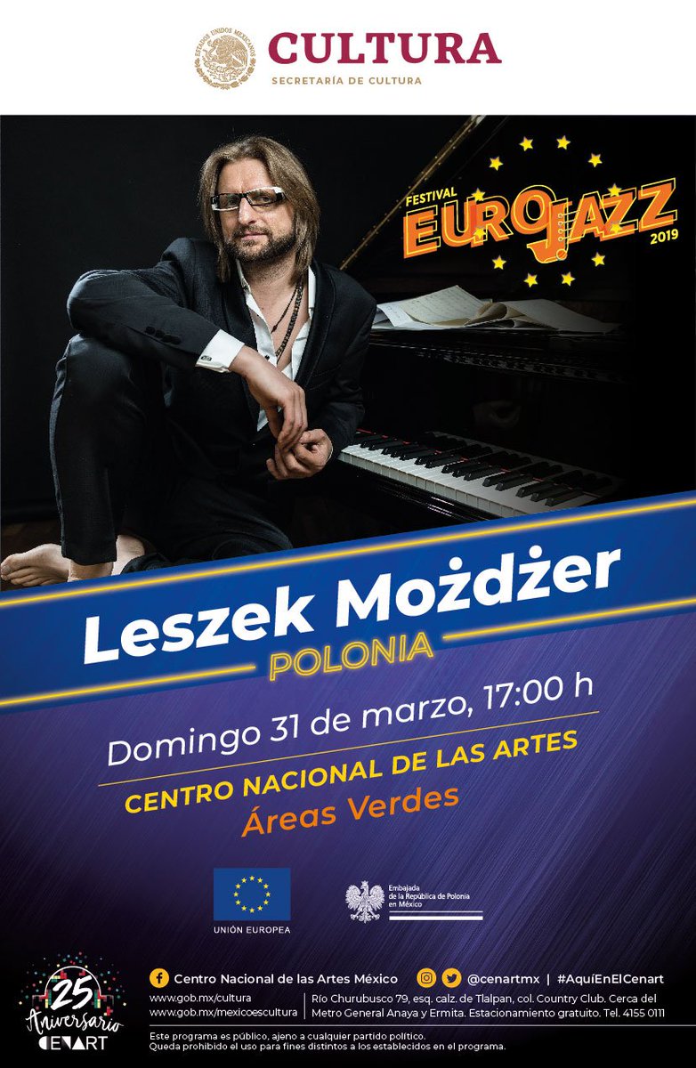 PLenMexico's tweet photo. El descollante pianista polaco Leszek #Mozdzer ofrecerá concierto en @cenartmx dentro del #EuroJazz 2019 https://t.co/AJqeBwtSw1 @arteycultura @musicaunam @MusicaINBA @GobCDMX @Univ_Cultura @C_CulturaUNAM @CulturaCiudadMx @UEenMexico @Notimex @LeonardoCurzio @CarteleraCM https://t.co/qVo0q7GpeN