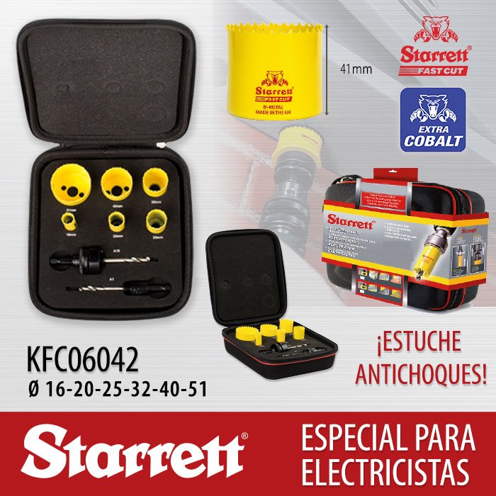 FEGEMUGROUP's tweet image. El equipo #KFC06042 #FastCut incluye 6 coronas, 2 husillos y un muelle expulsor para trabajar con todos sus diámetros: Ø 16-20-25-32-40-51. 

Especial para electricistas y de fácil transporte gracias a su estuche antichoques.

Ver más:
goo.gl/DXC1aF

#Starrett  #Coronas