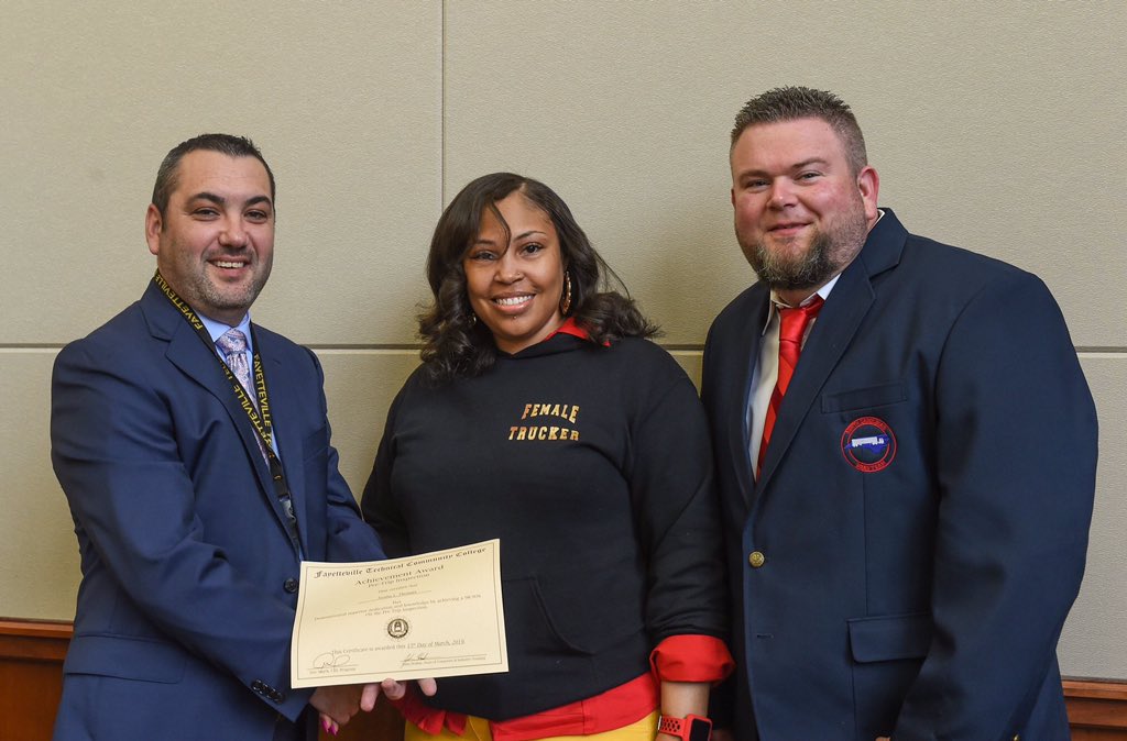 FAYTECHCC's tweet photo. A brief story on #CDL grad Nésha Thomas and not giving up. #FTCCGraduate #FemaleTrucker #TheOpenRoad 🚛🎓 https://t.co/O6gfsCeach