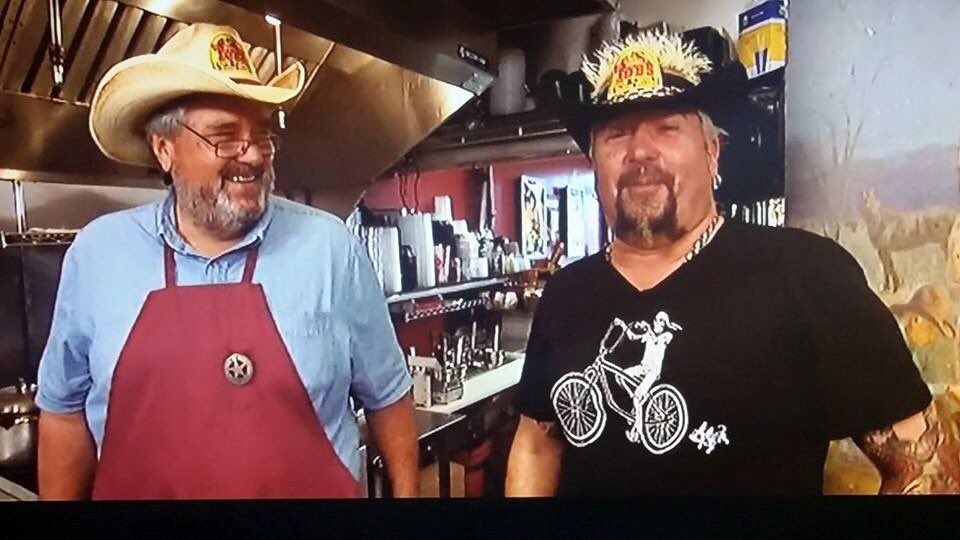 Flashin’ back to when ⁦<a href="/GuyFieri/">Mayor Guy Fieri</a>⁩ came in and #RancherRick customized a #cowboy hat just for him.  (A Bowlful of Soul re-airs tonight on #foodnetwork) #bossmama to #konmargie