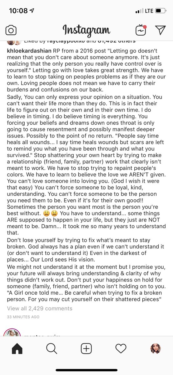 therealarilove's tweet photo. “You can’t force someone to be loyal, kind, and understanding. You can’t force someone to be the person you want them to be.” YOU CAN’T FORCE SOMEONE TO LOVE YOU. Preach @khloekardashian https://t.co/Dcv0sDidlL