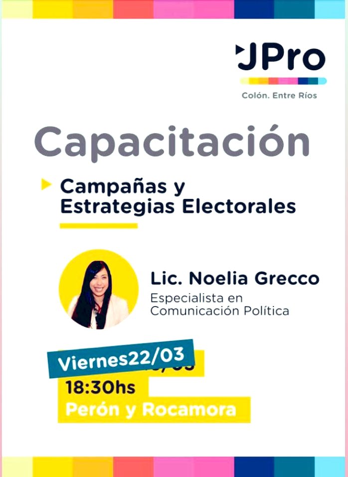 ColonCambiemos's tweet photo. 📌 Capacitación “Campañas y Estrategias Electorales” 

📍Perón y Rocamora 

📅 HOY VIernes 22/3

🕰 18:30 hs. 

🎤 Lic. @GreccoNoelia 

#CambiemosJuntosColón 💪🏻💪🏻💪🏻 https://t.co/Lay3S0aXjN