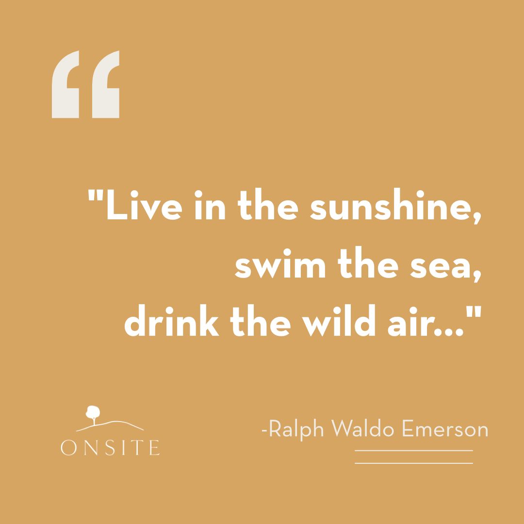 OnsiteWorkshops's tweet photo. "Live in the sunshine,
swim the sea,
drink the wild air..."
-Ralph Waldo Emerson
Get outside this weekend. Self-care for the body, mind, and soul.
#onsiteworkshops #onsite #getoutside #onsitequotes #onsiteworkshopsquotes #nature #natureheals https://t.co/PsgYo9XbAU